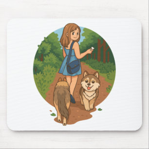 Alfombrilla De Ratón Ilustración de mamá de perro lindo caminando cacho
