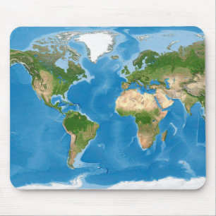 Alfombrilla De Ratón Ilustración de mapa topográfico mundial de la Tier