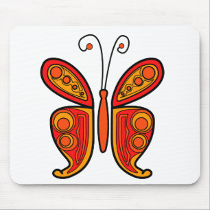 Alfombrilla De Ratón ilustracion de mariposa naranja