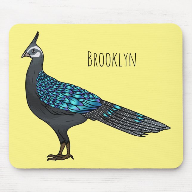 Alfombrilla De Ratón Ilustracion de pájaro faisán palawan personalizado (Frente)