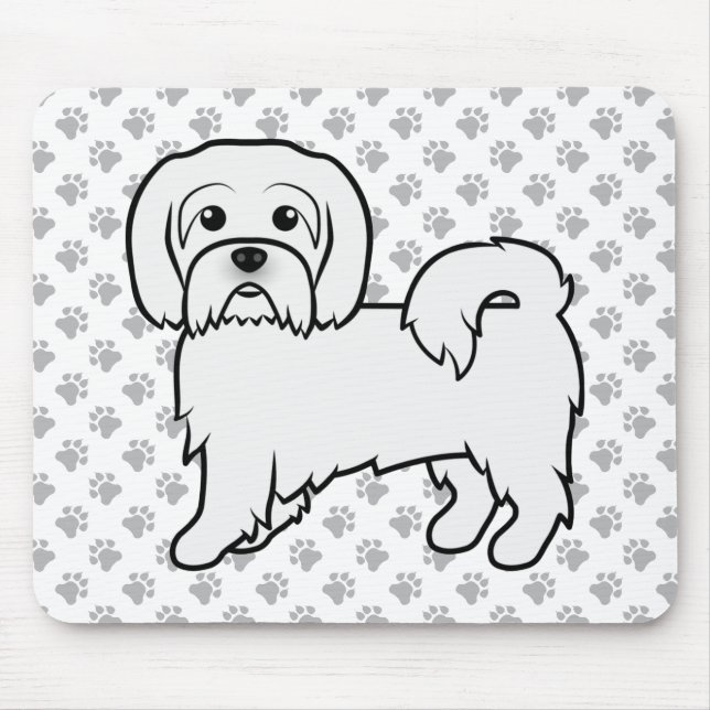 Alfombrilla De Ratón Ilustracion de perro de algodón de tulear lindo (Frente)