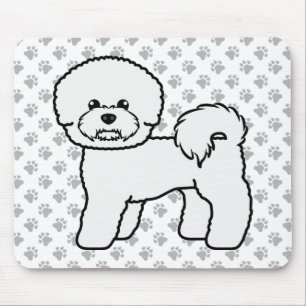 Alfombrilla De Ratón Ilustración de perro de dibujos animados Bichon Fr