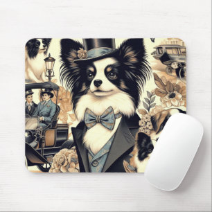 Alfombrilla De Ratón Ilustracion de perro de Papillon de época