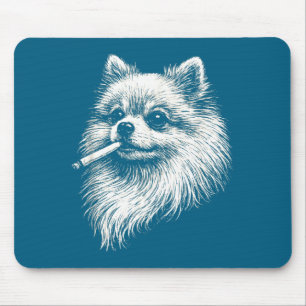 Alfombrilla De Ratón Ilustración de perro meme fumando Pomerania