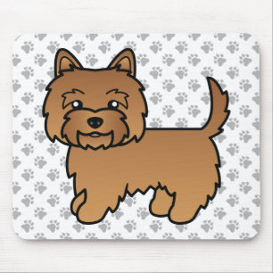 Alfombrilla De Ratón Ilustración de perro Terrier Cairn Rojo y Huellas