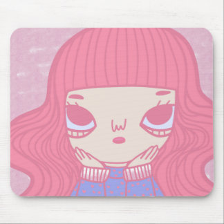 Alfombrilla De Ratón Ilustración de personaje de niña con cabello rosa