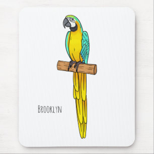 Alfombrilla De Ratón Ilustracion de personalizado de aves de macao azul
