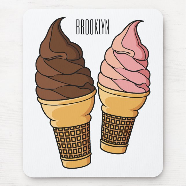 Alfombrilla De Ratón Ilustracion de personalizado de helado de cono (Frente)