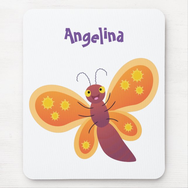 Alfombrilla De Ratón Ilustracion de personalizado de mariposa naranja f (Frente)