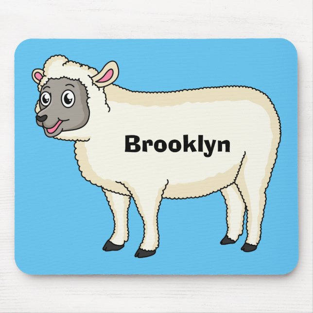 Alfombrilla De Ratón Ilustracion de personalizado de ovejas alegres (Frente)