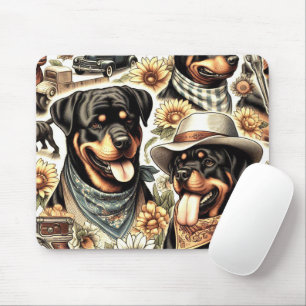 Alfombrilla De Ratón Ilustracion de Rottweiler sin costura