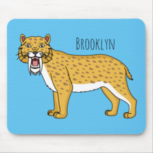 Alfombrilla De Ratón Ilustracion de tigre con dientes de saber