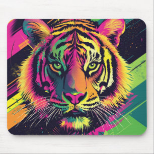Alfombrilla De Ratón Ilustración de Tigre Pop Art con Colores Neon