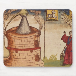 Alfombrilla De Ratón Ilustracion de un alquimista en el trabajo