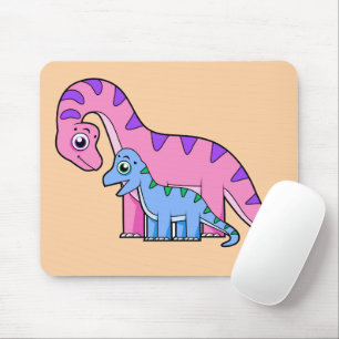 Alfombrilla De Ratón Ilustracion De Un Brachiosaurio Madre E Hijo.