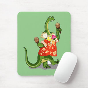 Alfombrilla De Ratón Ilustracion De Un Brontosauro Tocando Maracas.