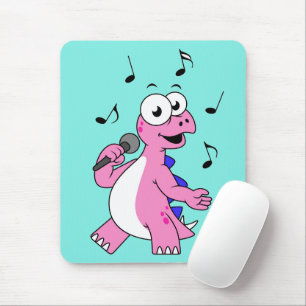 Alfombrilla De Ratón Ilustracion De Un Estegosaurio Cantante.