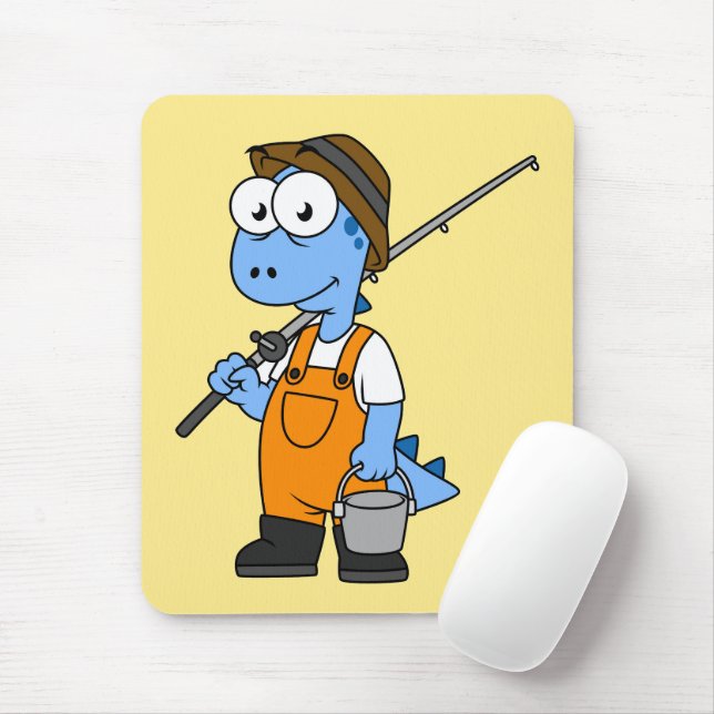 Alfombrilla De Ratón Ilustracion De Un Pescador Allosauro. (Con ratón)