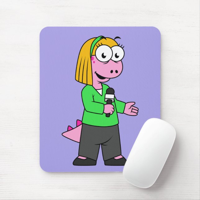 Alfombrilla De Ratón Ilustracion De Un Reportero De Allosaurus News. (Con ratón)