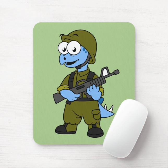 Alfombrilla De Ratón Ilustracion De Un Soldado Estegosaurio. (Con ratón)
