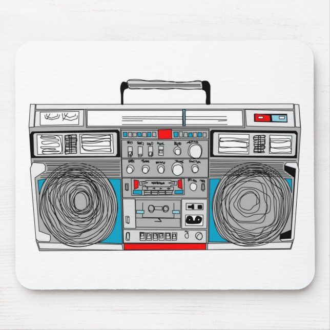 Alfombrilla De Ratón ilustracion del boombox 80s (Frente)