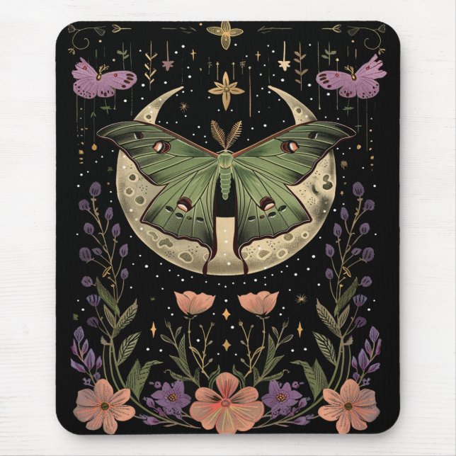 Alfombrilla De Ratón Ilustracion del cielo nocturno gótico (Frente)