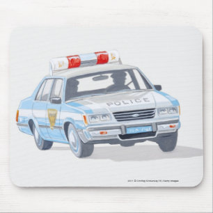 Alfombrilla De Ratón Ilustracion del coche policía con dos policías