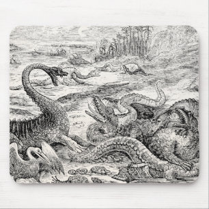 Alfombrilla De Ratón Ilustracion del dinosaurio de los 1800s del