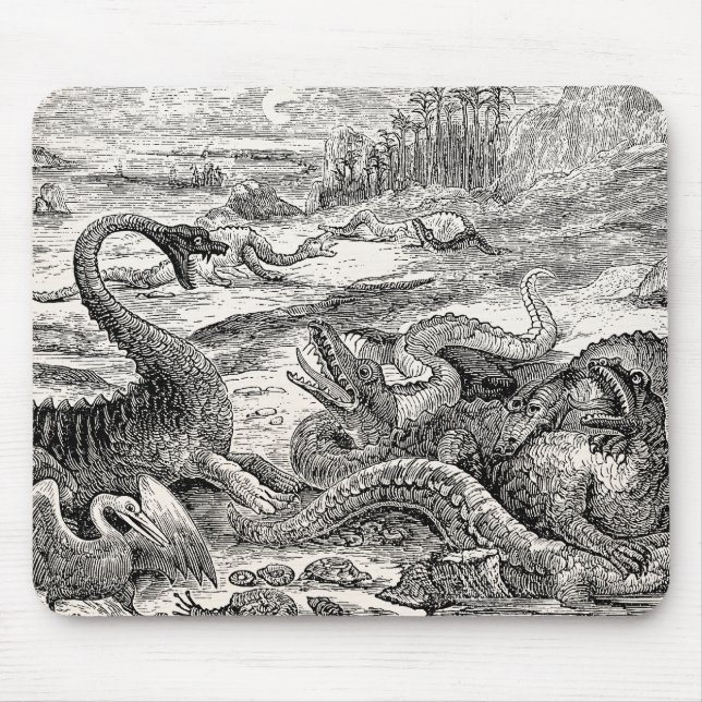 Alfombrilla De Ratón Ilustracion del dinosaurio de los 1800s del (Frente)