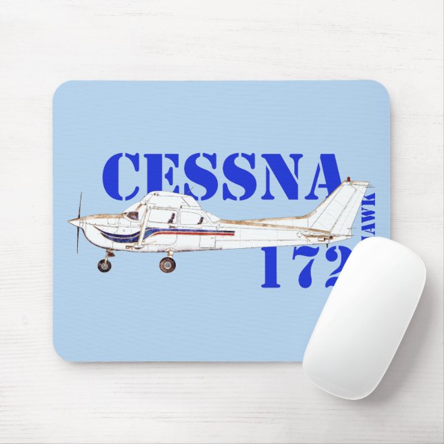 Alfombrilla De Ratón Ilustracion del diseño del avión Cessna 172 Skyhaw (Con ratón)