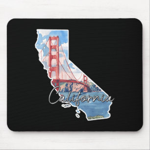 Alfombrilla De Ratón Ilustración del mapa de California puente Golden G
