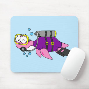 Alfombrilla De Ratón Ilustracion Del Monstruo De Loch Ness Scuba Buver.