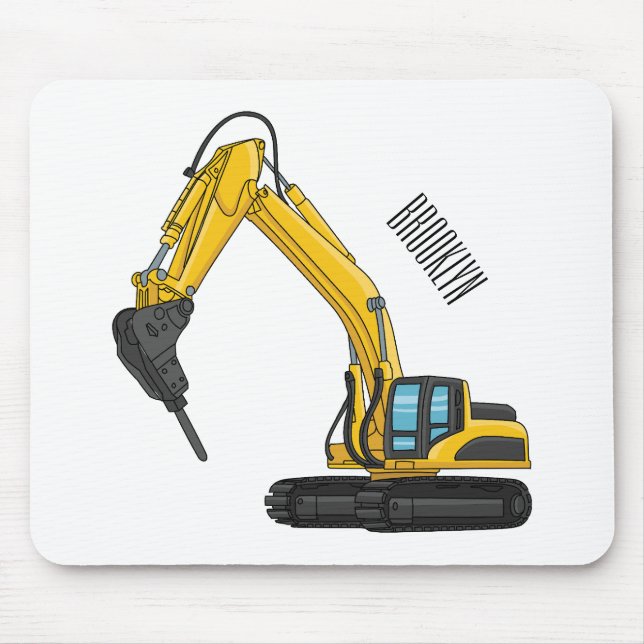 Alfombrilla De Ratón Ilustracion del personalizado de la excavadora de  (Frente)