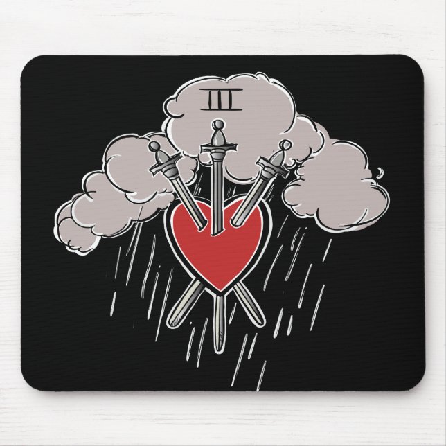 Alfombrilla De Ratón Ilustración del Tarot del Corazón de Amor de 3 de  (Frente)