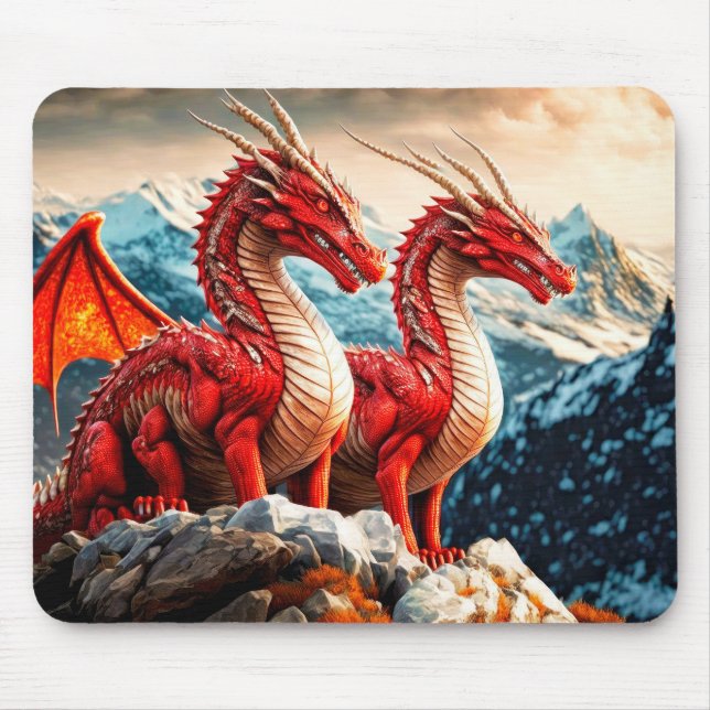 Alfombrilla De Ratón Ilustracion Dragons encaramado (Frente)