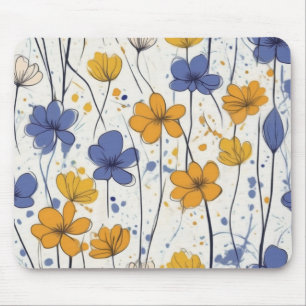 Alfombrilla De Ratón Ilustracion floral, flores silvestres abstractas,