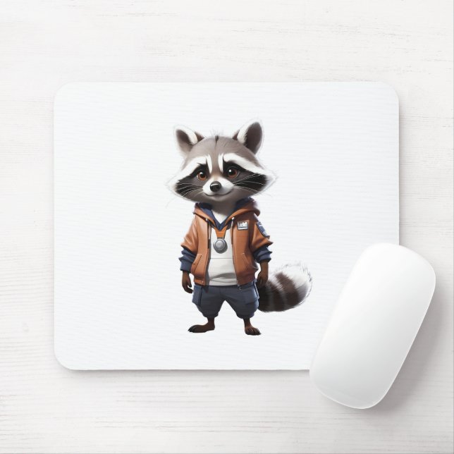 Alfombrilla De Ratón Ilustracion Guay y Adorable Raccoon (Con ratón)