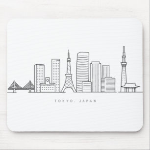 Alfombrilla De Ratón Ilustración minimalista del horizonte de Tokio
