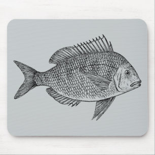 Alfombrilla De Ratón Ilustracion náutico de arte marinero de peces de é