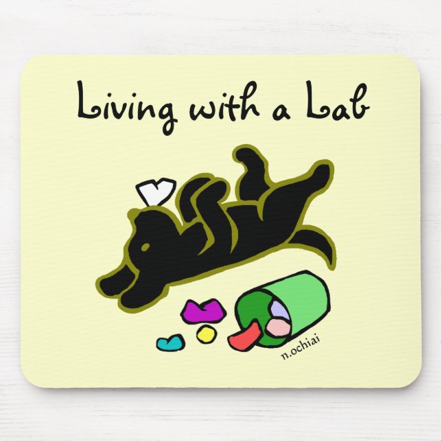 Alfombrilla De Ratón Ilustracion negro divertido del dibujo animado de (Frente)