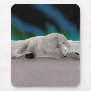 Alfombrilla De Ratón Ilustración pacífica de oso polar ártico en la nat