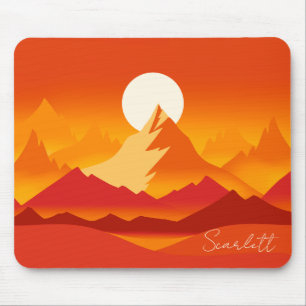 Alfombrilla De Ratón Ilustracion paisajístico Sunset Mountain Peaks