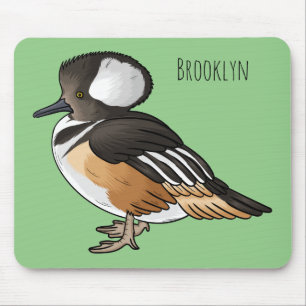 Alfombrilla De Ratón Ilustracion personalizado de aves merganser con ca