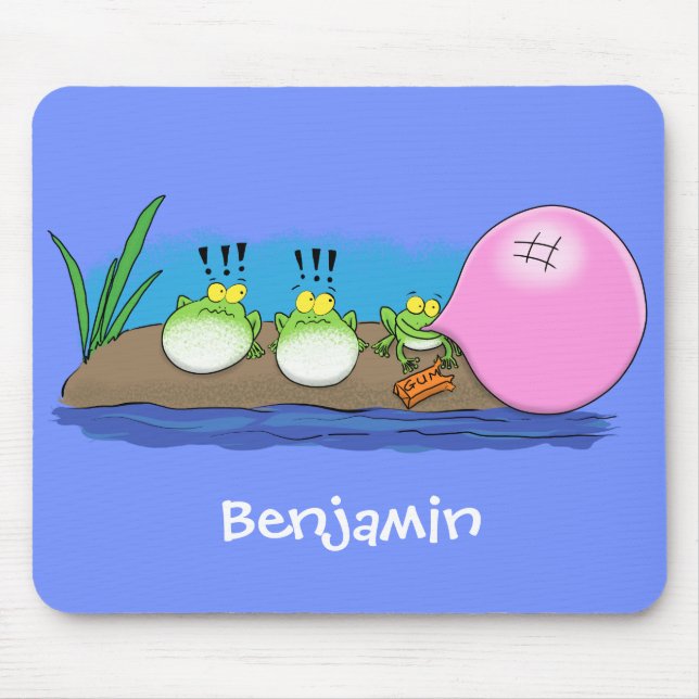 Alfombrilla De Ratón Ilustracion personalizado de bblegum de ranas grac (Frente)
