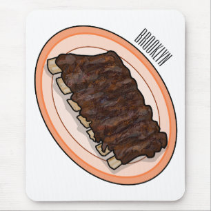 Alfombrilla De Ratón Ilustracion personalizado de costillas cortas