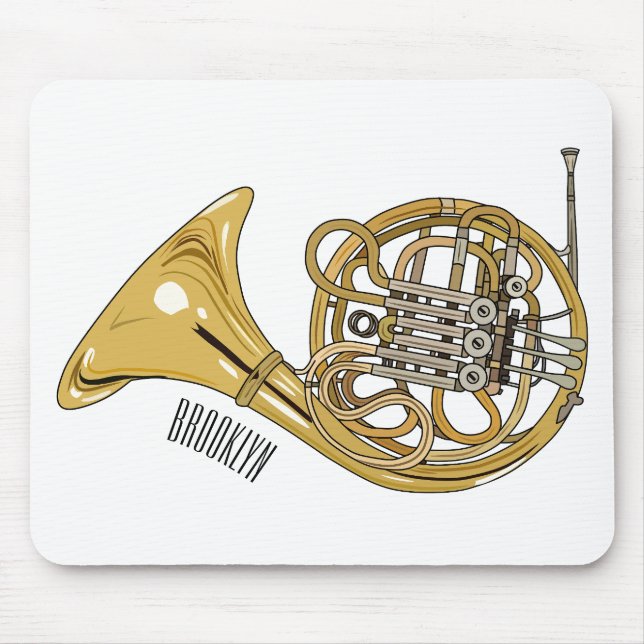 Alfombrilla De Ratón Ilustracion personalizado de cuerno francés (Frente)
