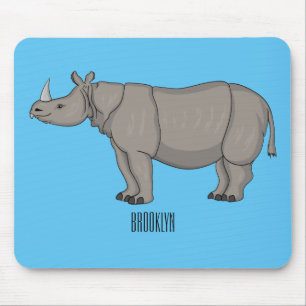 Alfombrilla De Ratón Ilustracion personalizado de Javan rhinoceros