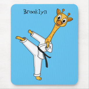 Alfombrilla De Ratón Ilustracion personalizado de Kung Fu giraffe