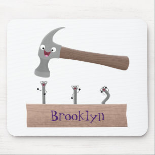 Alfombrilla De Ratón Ilustracion personalizado de martillo y clavos lin