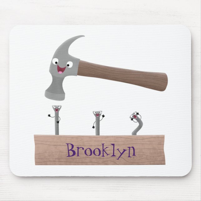 Alfombrilla De Ratón Ilustracion personalizado de martillo y clavos lin (Frente)